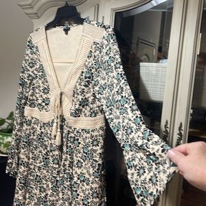 Torrid Boho bell sleeve Crochet Floral Babydoll Dress 1 1X